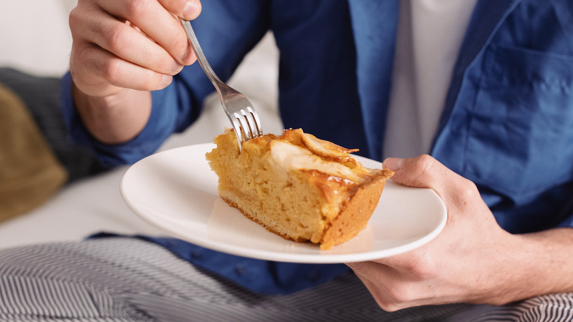 An apple pie served in the room.