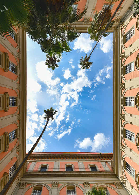 Image of the inner courtyard of the Archaeological Museum of Naples