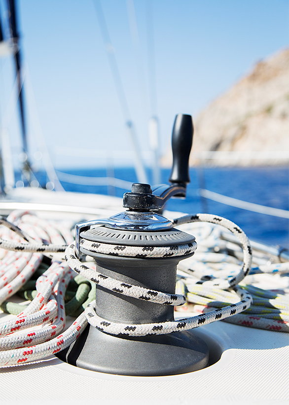Rope on sailboat Rope on sailboat on the sea at summer